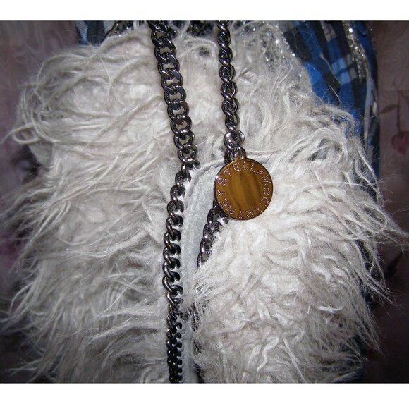 NEW Stella McCartney Faux Fur Gray Chain Tote Hobo bag - Picture 7 of 13